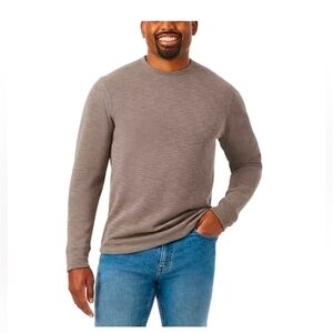 Member's Mark Men's Meduim  Double Knit Crewneck Long Sleeve Sweater Beige